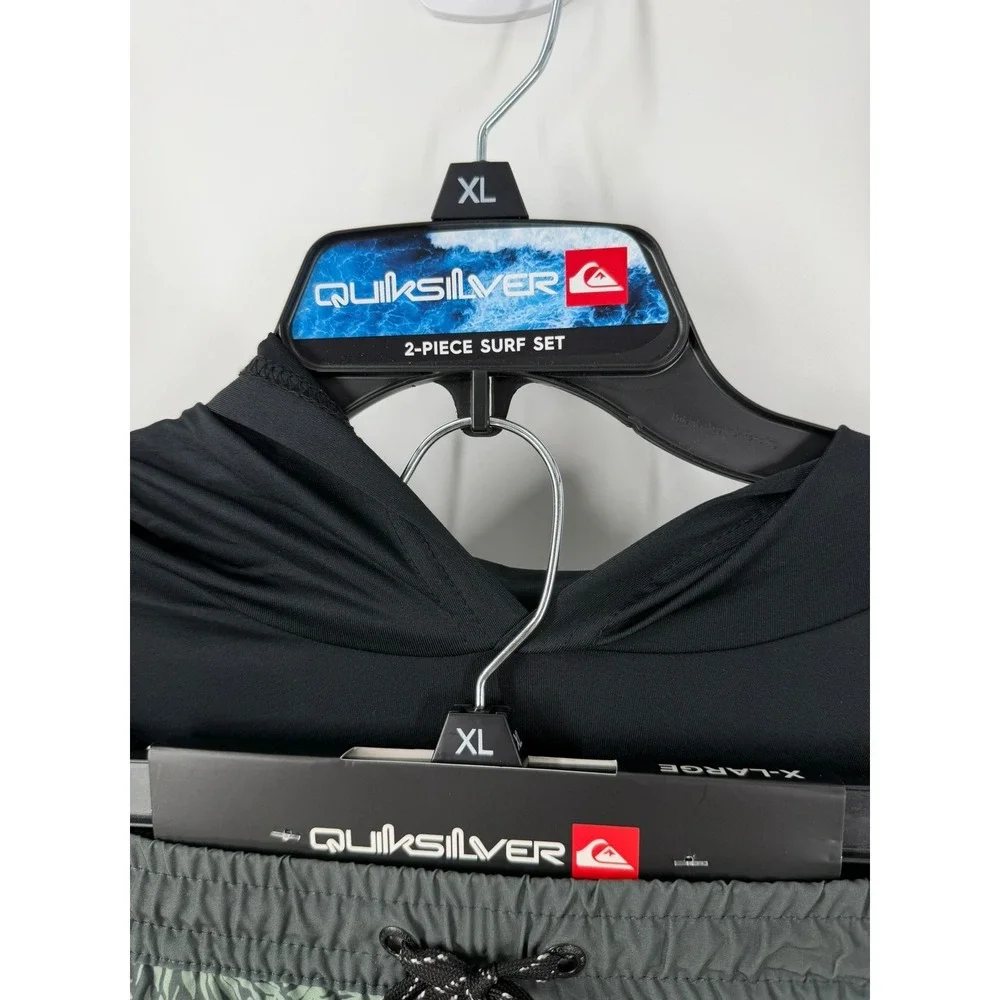Quiksilver 2-Piece Surf Set Hooded Rash Guard & Swim Trunks Men Size XL NEW